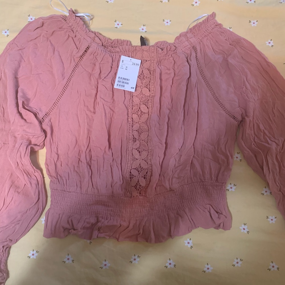 NWT / H&M cotton blouse with balloon sleeves